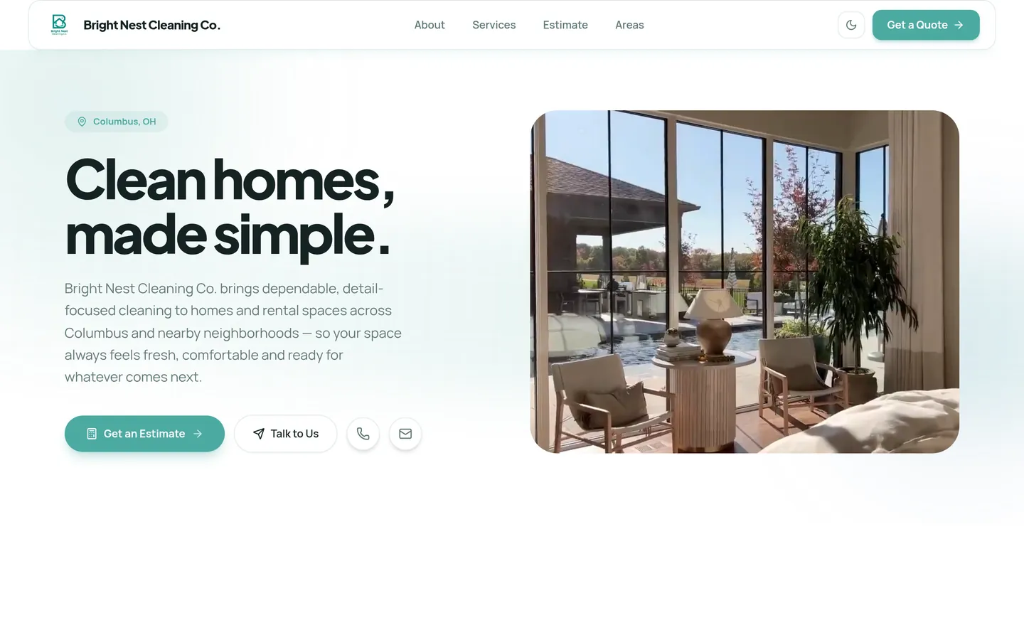 A real cleaning business website published with MOPLY's Page Builder