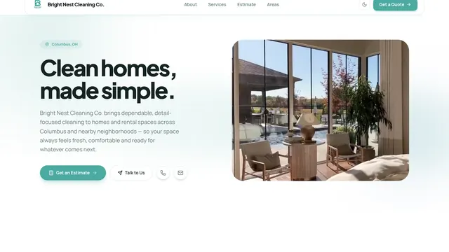Professional cleaning business website published with MOPLY