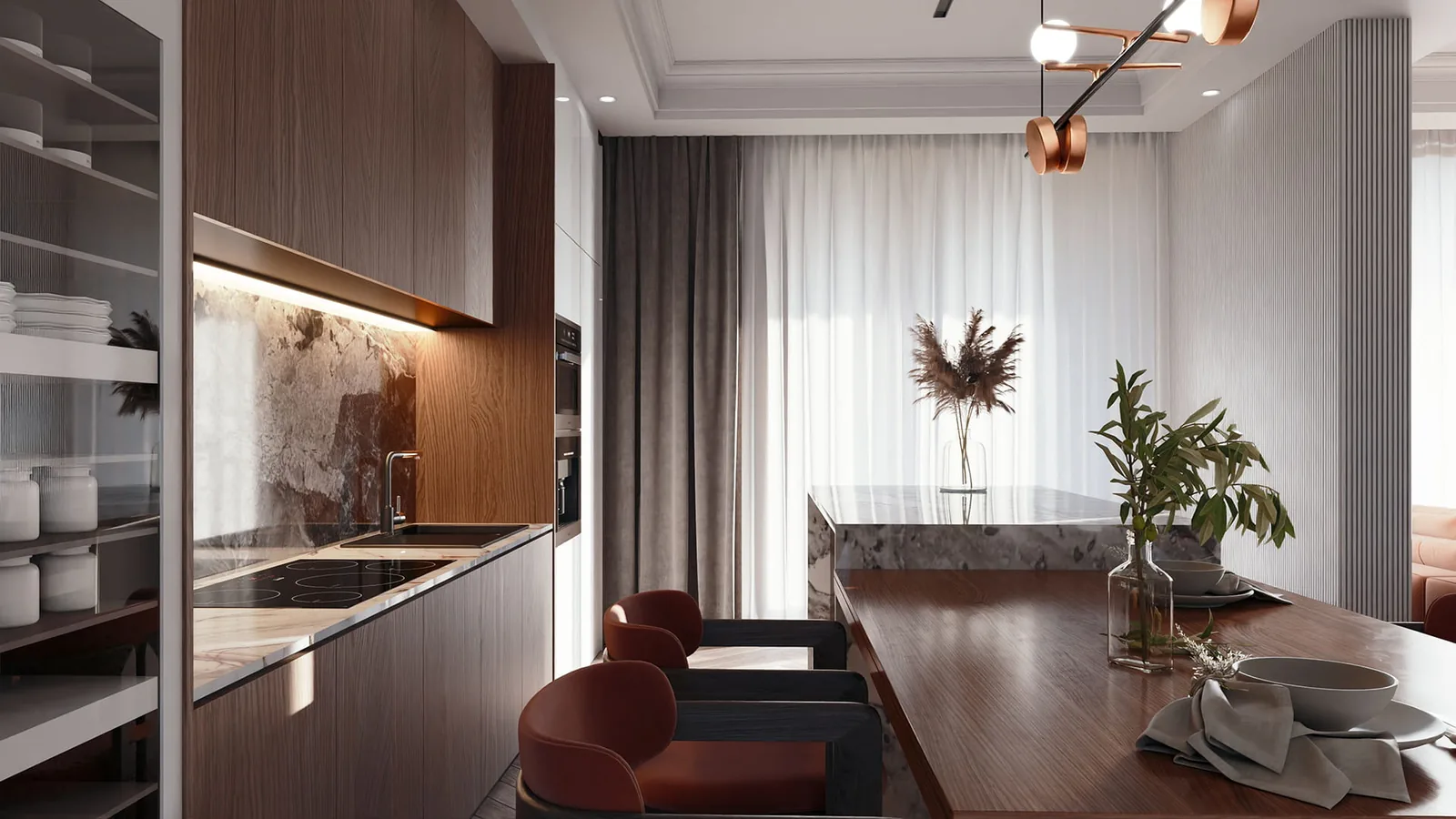 Immaculate modern kitchen and dining area