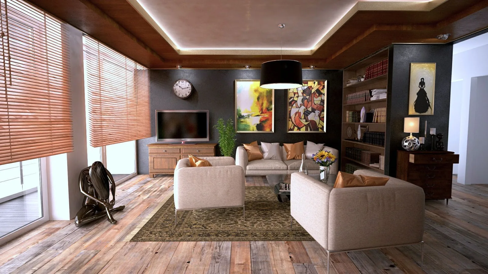 Modern living room, dusted and organized