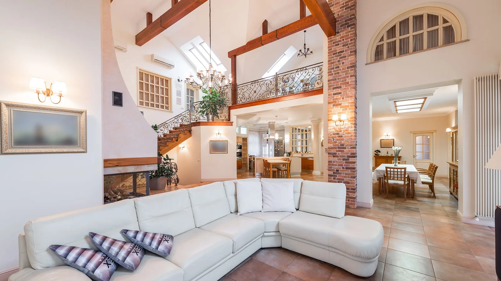 Bright two-storey living room, freshly detailed